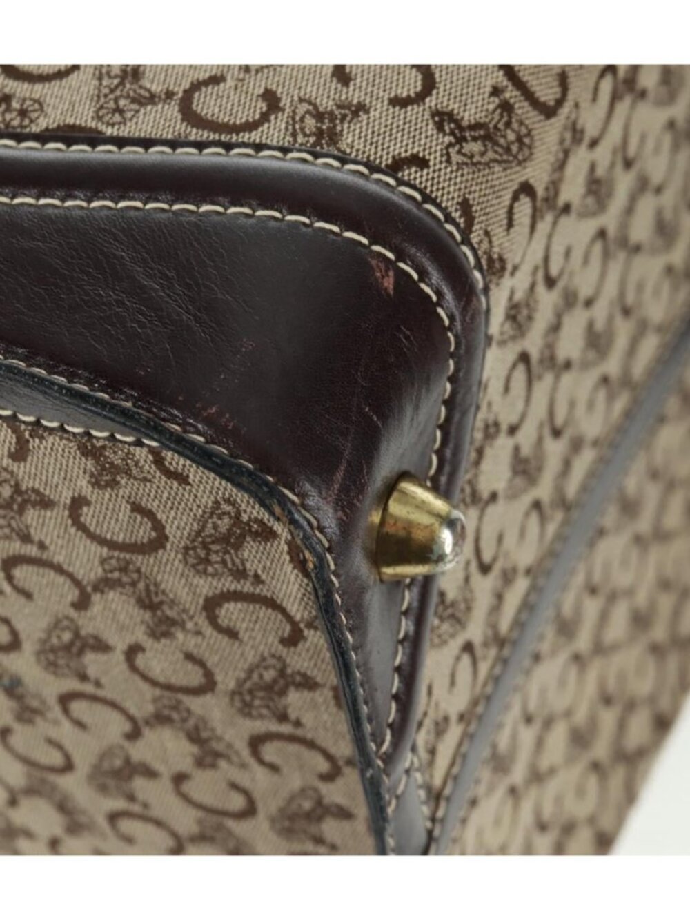 CELINE C Sulky Boston Bag Canvas Brown Gold - Picture 11 of 16